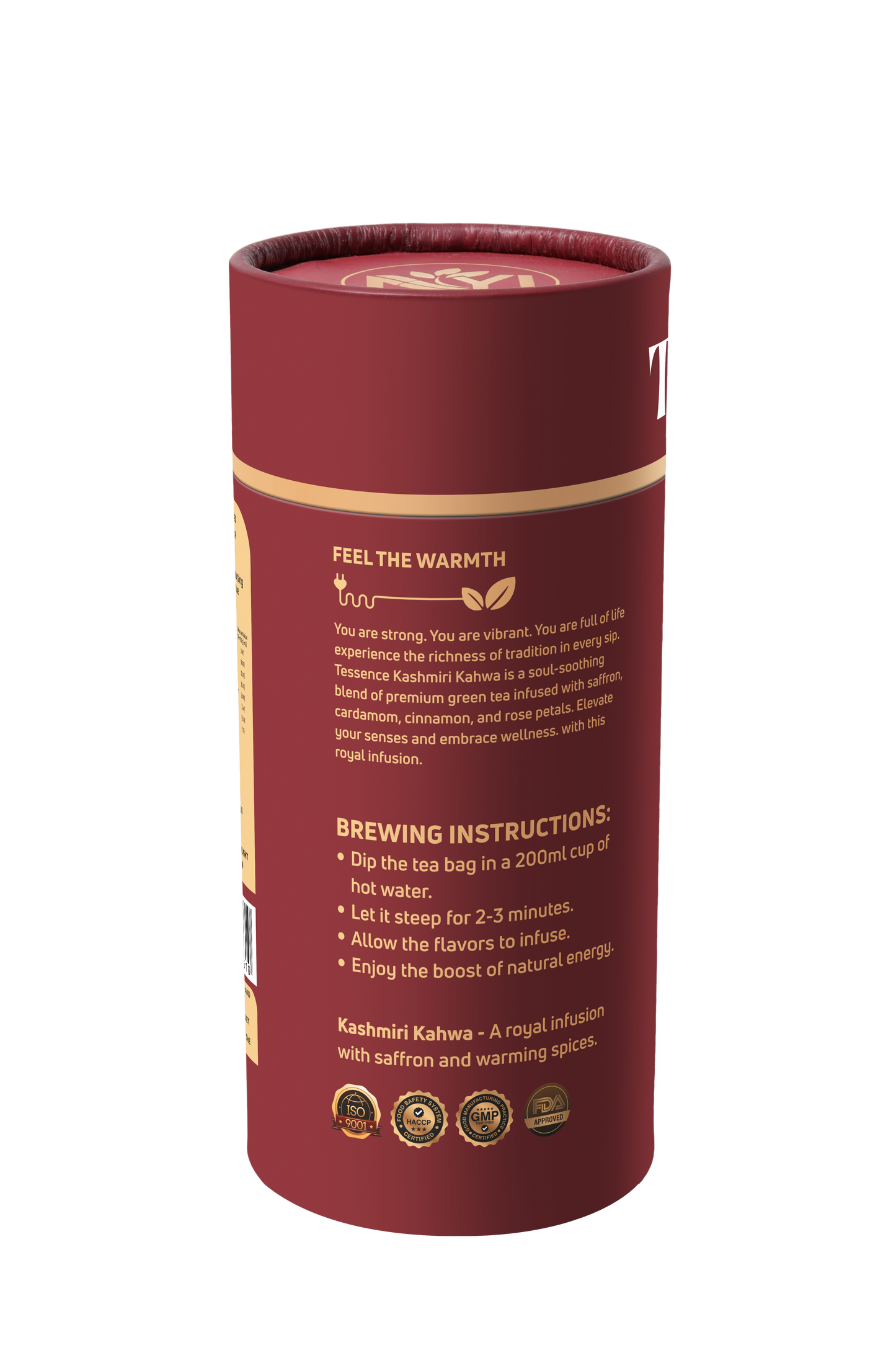 Tessence Premiuim Herbal Green Tea - Kashmiri Kahwa ( A Royal Wellness with Cinnamon & Saffron) (Retail Friendly Pack - 25 Tea Bags)