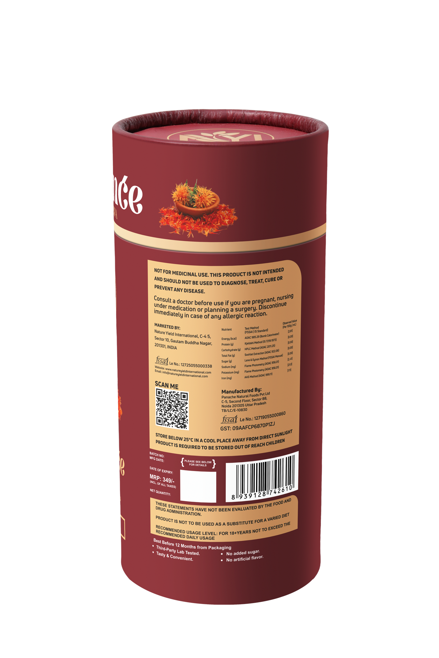 Tessence Premiuim Herbal Green Tea - Kashmiri Kahwa ( A Royal Wellness with Cinnamon & Saffron) (Retail Friendly Pack - 25 Tea Bags)
