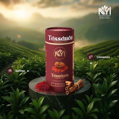 Tessence Premiuim Herbal Green Tea - Kashmiri Kahwa ( A Royal Wellness with Cinnamon & Saffron) (Retail Friendly Pack - 25 Tea Bags)