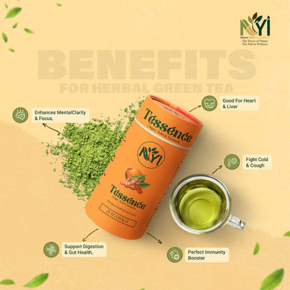 Tessence Premium Herbal Green Tea - Ginger, Tulsi & Turmeric( Immunity Booster) (Retail Friendly Pack - 25 Tea Bags)